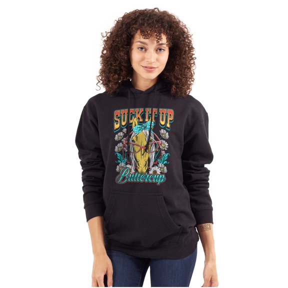Funny Horse Suck It up Buttercup Womens Pullover Graphic Hoodie Brisco Brands S