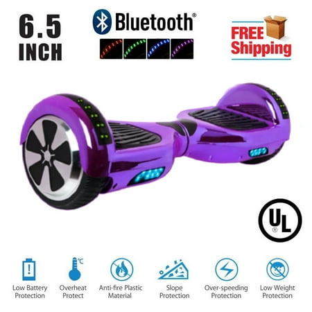 Hoverboard 6.5" LED Bluetooth Speaker Self Balancing Wheel Electric Scooter-Chrome Purple