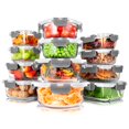 thumbnail image 1 of SereneLife 24 Piece Glass Storage Containers with Lids, 12 Pack Glass Meal Prep Container Set for Lunch, Kitchen Storage, Food Storage, Leak Proof, Freezer Safe and Dishwasher Safe, Gray, 1 of 7
