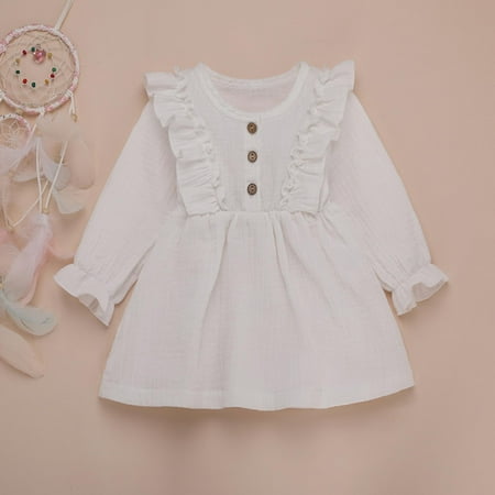 

Augper Toddler Dress Winter Fall Dresses Clearance Toddler Girl Fall Dress Ruffles Long Sleeve Vintage Kids Solid Dresses Tops Winter Outfits Casual Clothes