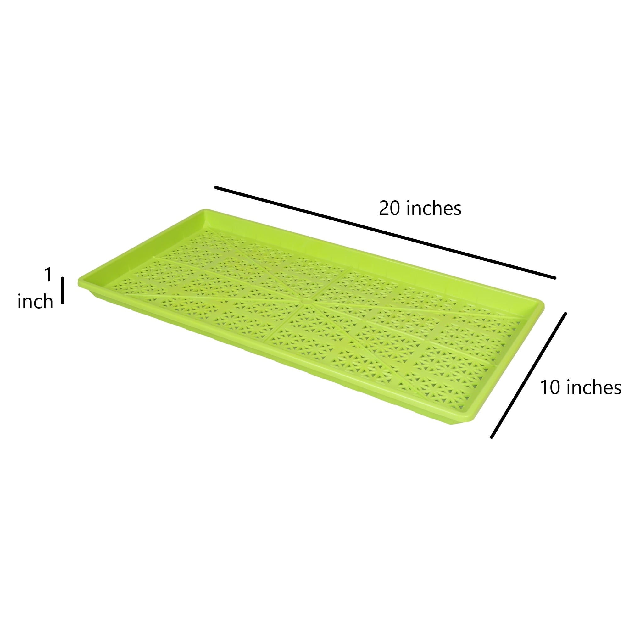 SUNPACK 10” x 20” Heavy Duty Mesh Plastic Seed Starting Tray, Lime Green, 1” - Ensures Water Drainage and Aeration, Perfect for Greenhouses or Indoor Gardening