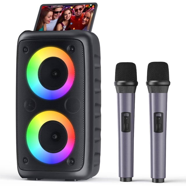 Altavoz Bluetooth portátil Karaoke Machine Peski con 2 micrófonos