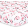 The Peanutshell Fitted Crib Sheet Set for Baby Girls, Pink Roses, Ditsy