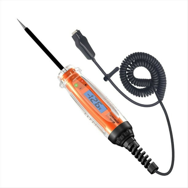 Luz de Prueba Automotriz de 3-60 V CC, Comprobador Digital de Luz con Voltímetro, Comprobador de Circuitos Automáticos con Retroiluminación LCD e Indicación LED.