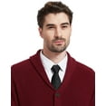thumbnail image 5 of Kallspin Men's Wool Blend Shawl Collar Cardigan Sweater Button Down Knitwear with Pockets(Burgundy Red,X-Large), 5 of 7