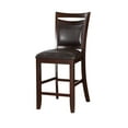 thumbnail image 3 of Brown Finish Set of 2 Dning Chairs Counter Height Chair Kitchen Dining Room Furniture Anacardium Wood Faux Leather Cushion Seat, 3 of 4