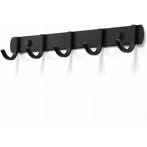 Perchero de pared de aluminio Space, 5 ganchos antiarañazos para abrigos, bufandas, toallas, mochilas, diseño versátil para entrada, dormitorio, baño, ligero, resistente a la decoloración, resistente