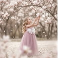 thumbnail image 2 of 2Bunnies Girls' 3T-8Y 3D Flower Petal Tie-Back Bow Maxi Flower Girl Dress, 2 of 4