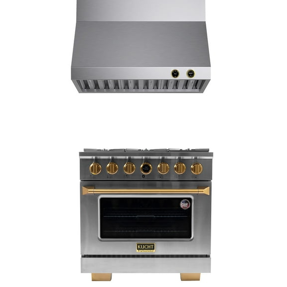 36 in. 5.2 cu. ft. Dual Fuel Range for Natural Gas   Under Cabinet Range Hood