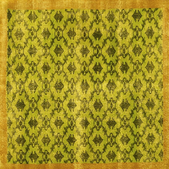 Ahgly Company Indoor Square Persian Yellow Traditional Area Rugs, 8' Square