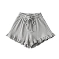 thumbnail image 2 of YTCAMLO Ribbed Boxer Shorts for Women Casual Ruffle Trim Pajama Shorts with Pockets Drawstring Comfy Cotton Summer Pj Bottoms, 2 of 9