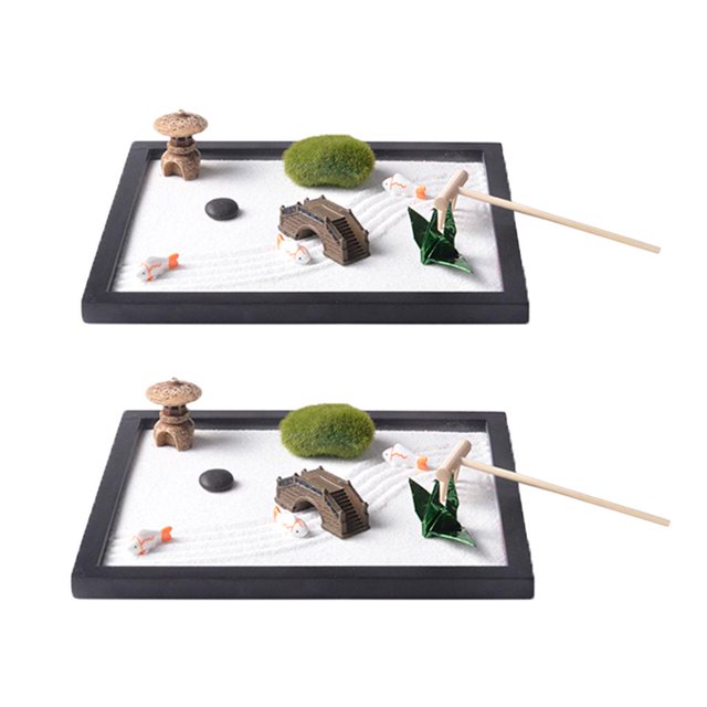 Pescado Seco Del Jardín BLESIY 2pcs Paisaje de la bandeja de arena Zen
