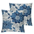 thumbnail image 2 of Acheng Blue and White Pillow Covers, Summer Dahlia Floral Outdoor Decorative Throw Pillows Farmhouse Modern Geometry Flower Cushion Case for Sofa Couch Bed Decor,Set of 2 White, 2 of 6