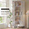thumbnail image 6 of RichYa 3Pcs Bookcases with Doors,5-Tier Bookshelves with Storage Drawers,Combination Display Cabinets for Home Office Living Room,White(BBC), 6 of 10