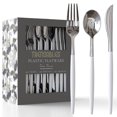 thumbnail image 4 of Crown Display 120-Pc Elegant Disposable Silverware - Premium Plastic Cutlery - White and Silver, 4 of 9