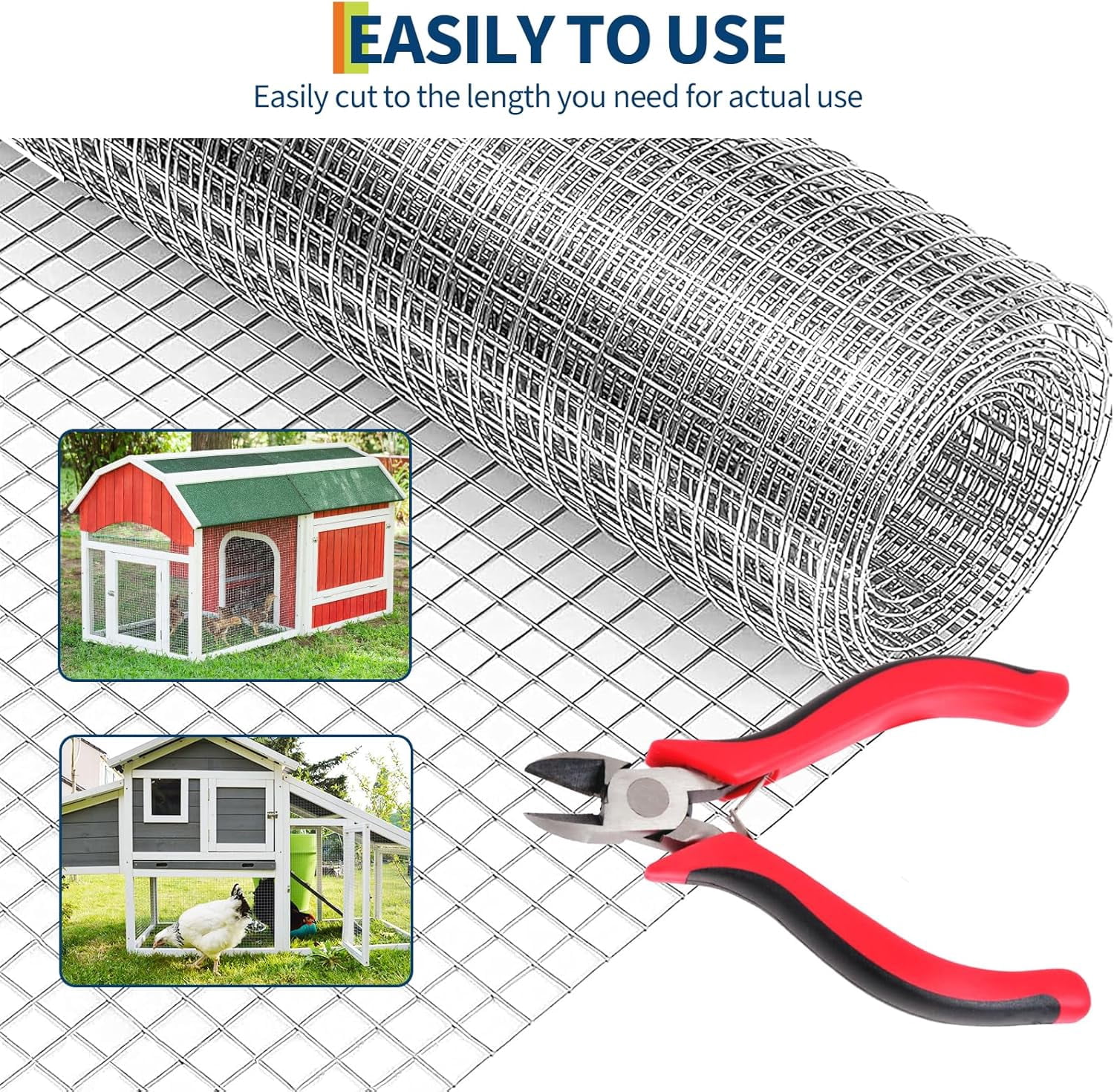EastVita 1/2 Inch 48in x 50ft 19 Gauge Post Welding Galvanized Chicken Wire Mesh Roll Hardware Cloth for Chicken Coop Garden Plant Protection Animal Enclosures （Silver）