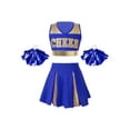 thumbnail image 2 of iiniim Girls Cheer Leader Uniform High School Crop Top with Pleated Skirt Carnival Party Dancewear Blue 12, 2 of 7