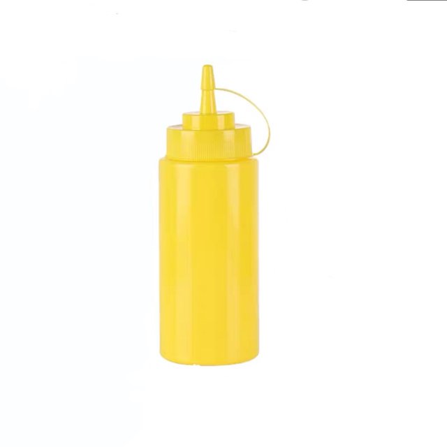 Nvzi 3 botellas de plástico para salsas exprimibles con tapas con pico, botellas de condimentos exprimibles reutilizables, dispensadores (300 ml) - Amarillo