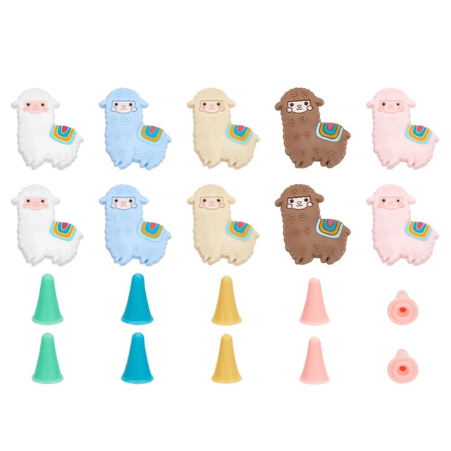 10 Pcs Alpaca Shape Knitting Needle Stoppers, 30 Pcs Knitting Needle Point Protectors Silicone Stoppers Knitting
