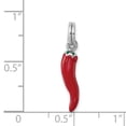 thumbnail image 4 of White Sterling Silver Charm Pendant Red 22 mm 5 Rhodium-Platedred Enamel Pepper, 4 of 4