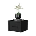 thumbnail image 3 of Fm Furniture Elfrida Wall-Mounted Nightstand, Sleek Single-Drawer Design, Black, 3 of 7