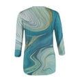 thumbnail image 2 of Hauts d'Été pour Femmes 2023 T-shirt Décontracté Imprimé Manches 3/4 Col Rond T-shirt Bohème Grande Taille pour Femmes, 2 of 3