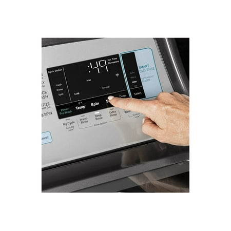 GE - 5 Cu. Ft. High-Efficiency Top Load Washer - White On White With Silver Backsplash