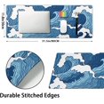 thumbnail image 2 of Japanese Blue and White Wave Gaming Mouse Pad XL Anime Sea Texture Extended Large Desk Mat Big Mousepad Non-Slip Rubber Base Stitched Edge Long Desk Pad for Desktop PC Computer Gamer,31.5×11.8 Inch, 2 of 6