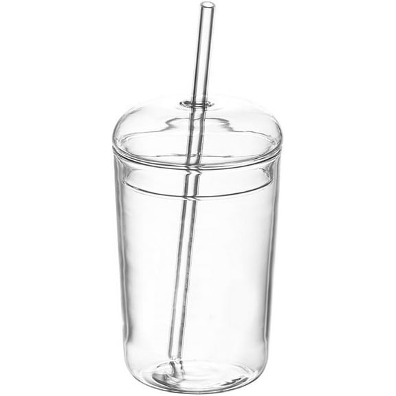 ABPETE Glass Cups with Lid and Straw,16 oz Iced Coffee Cups Clear Aesthetic Cups,Reusable Tumbler with Lid and Straw for Bubble Tea Juice Smoothie Iced Coffee