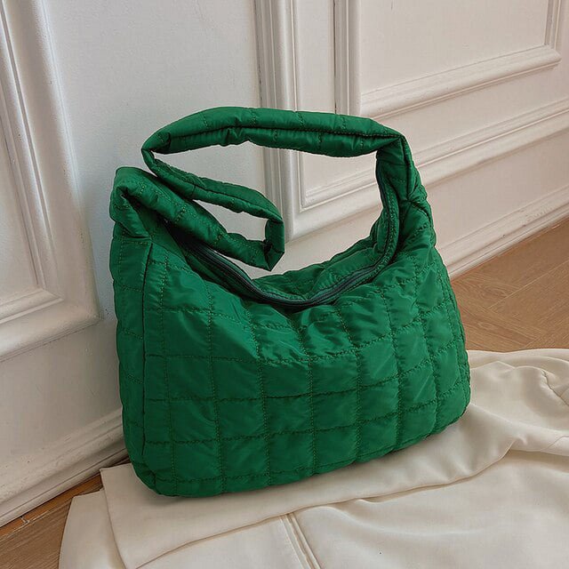 LinYooLi Quilted Soft Nylon Shoulder Bag Designer Women Padded Handbag Big Totes Hit Winter Fashion Large Capacity Crossbody Bag