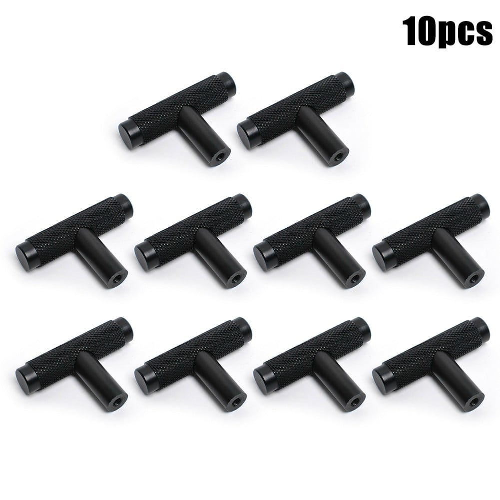 CHENGSI for Premium Aluminum Alloy T Bar Knobs for Kitchen Cabinet Doors Drawers Cupboards Modern Hardware Pull Handles Black 50mm Length 10 Pack