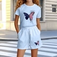 thumbnail image 2 of Vornjynx Girls Outfit Sets Short Sleeve Graphic T-Shirt and Elastic Waist Shorts 2-Piece Summer Casual Cute Clothes Light Blue Size 11-12, 2 of 6