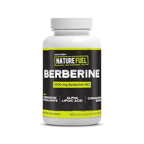 Healthy Delights Nature Fuel Cápsulas de berberina, suplemento de berberina, con berberina HCl, picolinato de cromo, ácido alfa lipoico y corteza de canela, 60 unidades, 30 porciones