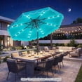 thumbnail image 3 of Costway 10 FT Solar LED Patio Umbrella, Push-Button Tilt & Crank, 24 LED Lights & 8 Ribs Turquoise, 3 of 10