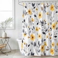 thumbnail image 6 of Yellow Floral Spring Shower Curtain Set - Extra Long 72" x 96" Washable Bathtub Curtain with 12 Hooks, Gray Botanical Summer Pastoral Waterproof Fabric Stall Shower Curtains for Bathroom Décor, 6 of 6