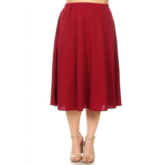 Moa Collection Women's Plus Size Solid Midi Skirt