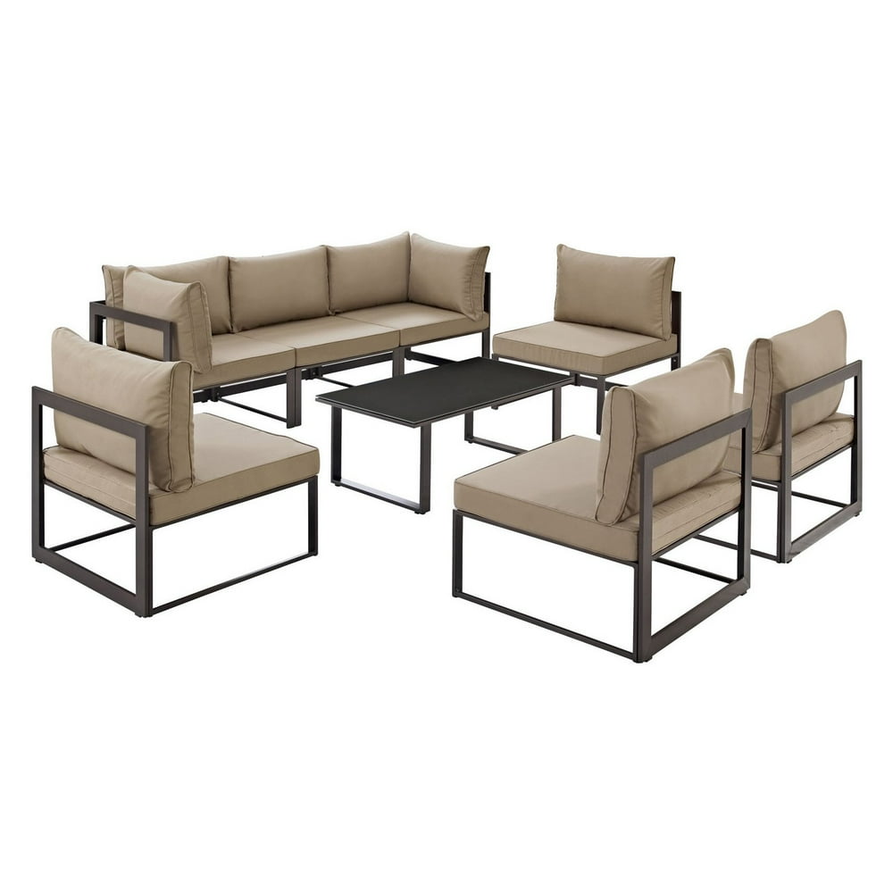 Modway Fortuna 8 Piece Outdoor Patio Sectional Sofa Set, Multiple