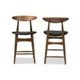 thumbnail image 2 of Baxton Studio Flora Mid-Century Modern Black Faux Leather Upholstered Walnut Finished Counter Stool (Set of 2), 2 of 7