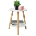 thumbnail image 6 of 2 Tier End Table, HONEIER Side Table with Storage Shelf Small Bedside Table Night Stand for Living Room, Bedroom Entryway, White, 6 of 7
