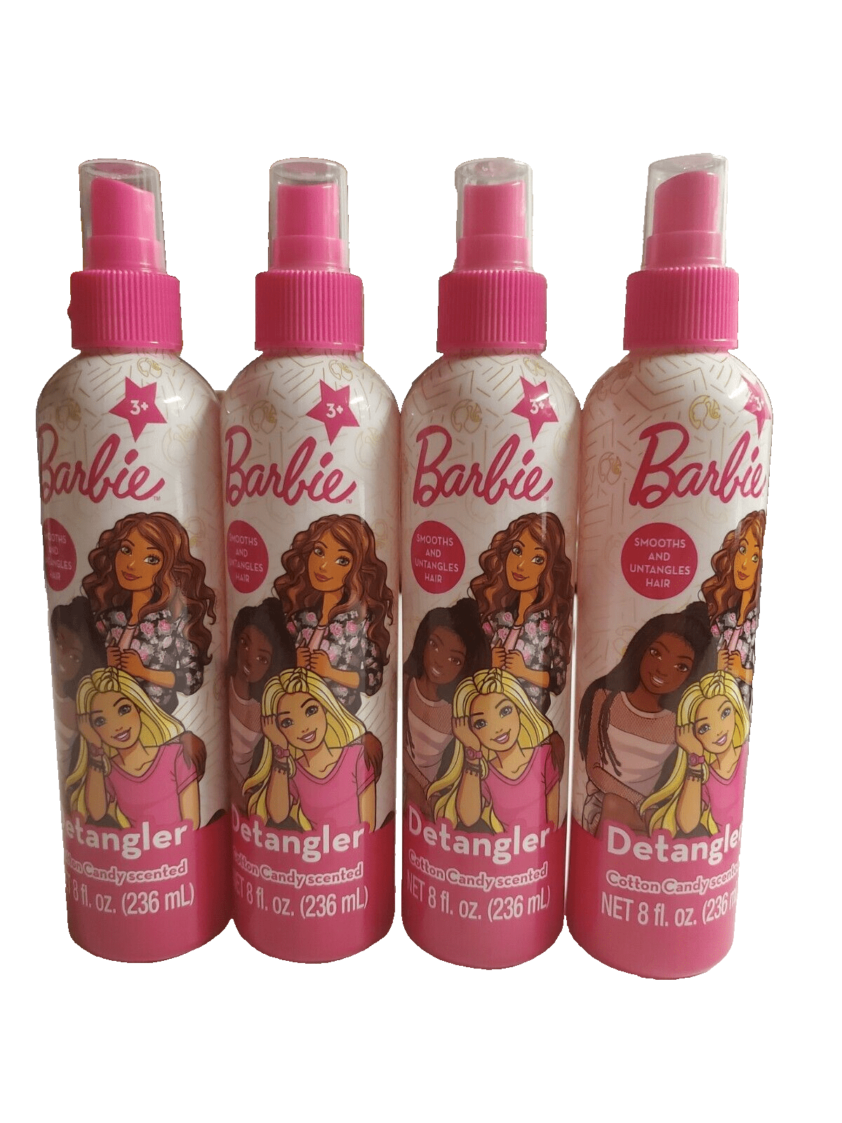 Barbie Cotton Candy Scented Hair Detangler for Kids Smooths Untangles 8oz Pack of 4