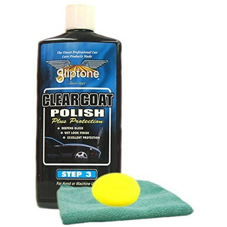 Gliptone Clear Coat Liquid Car Polish (16 oz) With Microfiber Cloth & Foam Pad (3