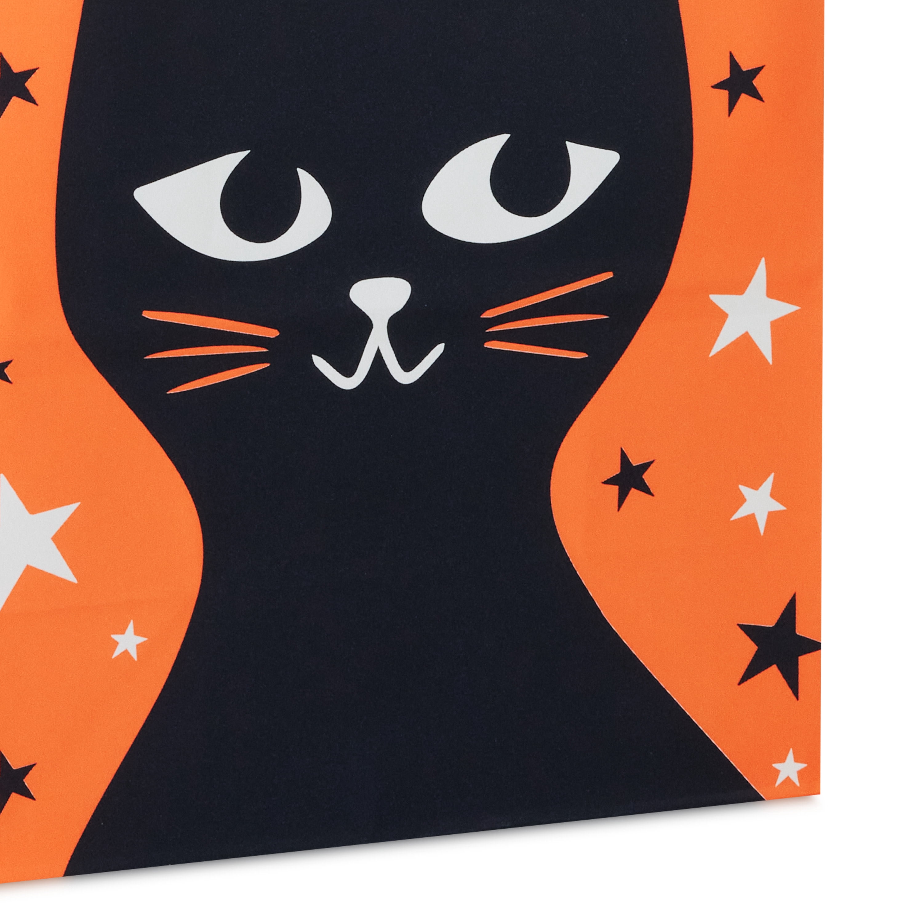 Hallmark Medium Halloween Gift Bag (Black Cat on Orange), 1 Count