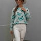thumbnail image 2 of Top De Punto Estampado, Suéter De Mujer Con Dobladillo Suelto Y Cuello Redondo Para La Vida Diaria ANGGREK Otros, 2 of 7