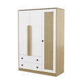 thumbnail image 6 of Glavbiku 3 Rattan Door Wood Wardrobe for Bedroom,Armoire with 2 Drawer,Clothes Storage Cabinet,White, 6 of 11