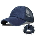 thumbnail image 3 of Mens And Womens Denim Retro Washed And Old Peaked Cap Splicing Solid Color Baseball Cap Bow Life Hat Adjustable Dad Caps Baseball Caps for Women Fashionable Short Bill Fashion Hat Unstructu Hats for, 3 of 4