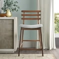 thumbnail image 5 of 2xhome Set of 2 Gray 23.5 Seat Height Counter Stools With Open Back Padded Seat Cushion Fabric Dark Brown Wood, 5 of 11