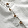 thumbnail image 5 of Havenx Men's Cotton Linen Shirts Long Sleeve Button Down Shirts Stand Collar Solid Color Tops Summer Vacation Japan Style Lightweight Clothes,White XL, 5 of 5