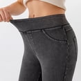 thumbnail image 7 of Riforla Women's Leggings Stretch Capri Denim Yoga Pants V Shape Lifting Design Pockets Outerwear High Waisted Fitness Women Tights Dark Gray M, 7 of 7