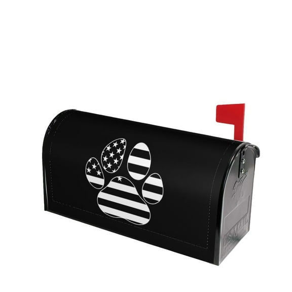 PHELIKA Black American Flag Pet Paw Magnetic Mailbox Covers Post Letter Box Cover Standard Size 21"H x 18"W