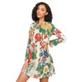 thumbnail image 3 of FORMRS Womens Long Sleeve Nightgowns Crew Neck Sleep Shirt Soft Pajamas Sizes S-3XL, Colorful Flowers Pattern, 3 of 8
